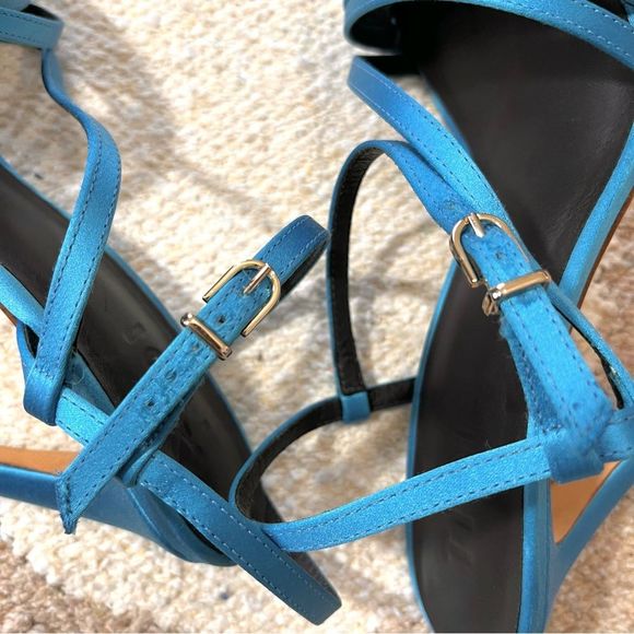 Tibi Vivian Satin Strappy Sandal Heels in Blue Orchid Size 7 - Picture 10 of 12